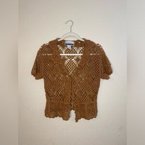 Vintage Reference Point crochet knit cardigan | brown | size Large